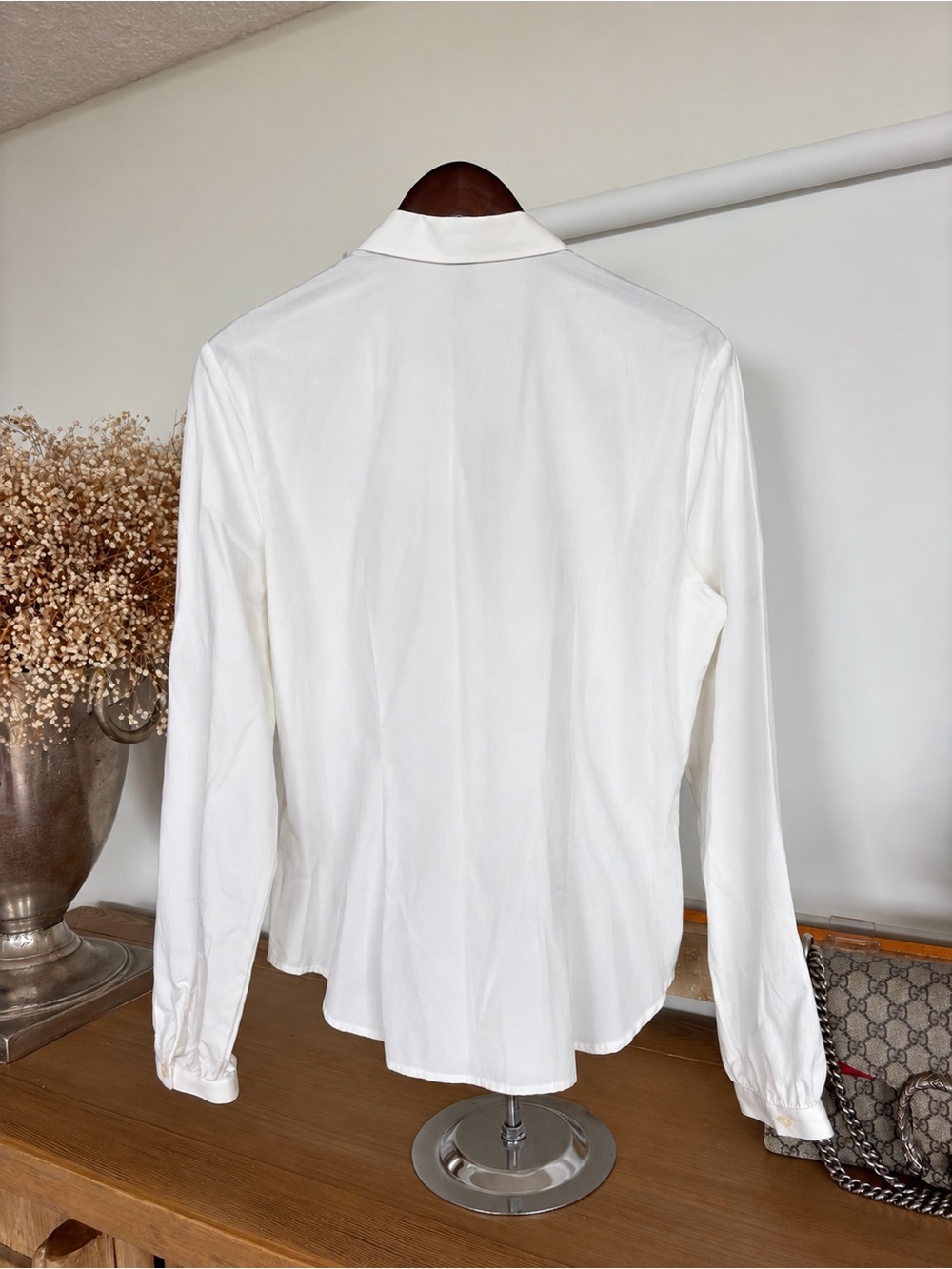 Lauren Ralph Lauren White Cotton Ruffle Shirt Jabot Blouse Shirt L Romantic Y2K - Picture 7 of 12